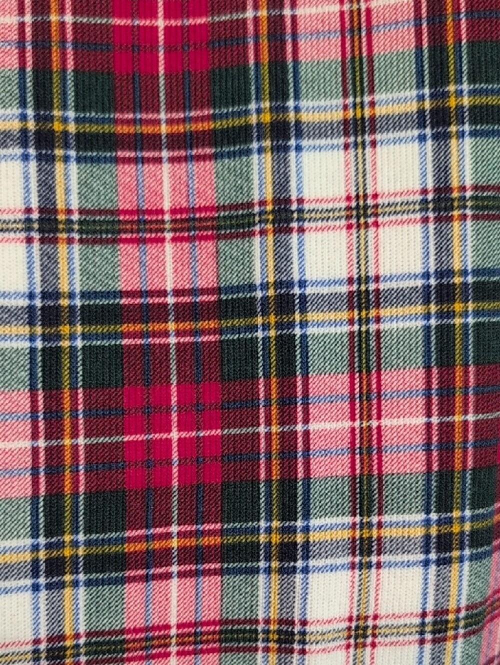 Lands' End Men's Red, White & Green Plaid Quarter-Zip Pullover - Picture 6 of 8